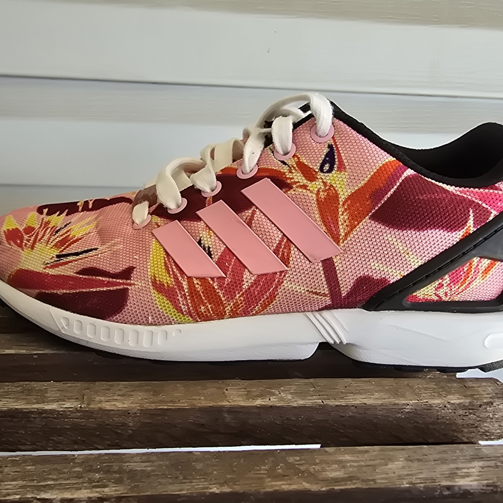 Adidas ZX Flux Print Mens Size 7 Pink White Athletic Running Shoes Sneakers - Picture 6 of 16